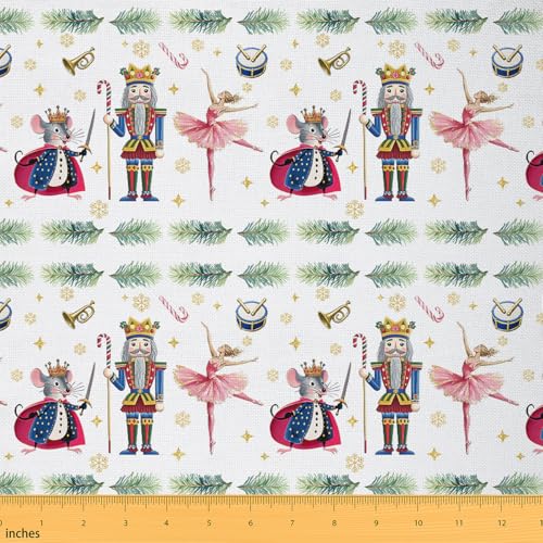 Loussiesd Nussknacker Stoff 460x150cm Weiche Schneeflocke Stoffpaket Ultra Weiche Winter Polsterstoff Nette Cartoon Patchwork Stoffe für DIY Nähmuster Handwerk Weihnachts Dekor von Loussiesd