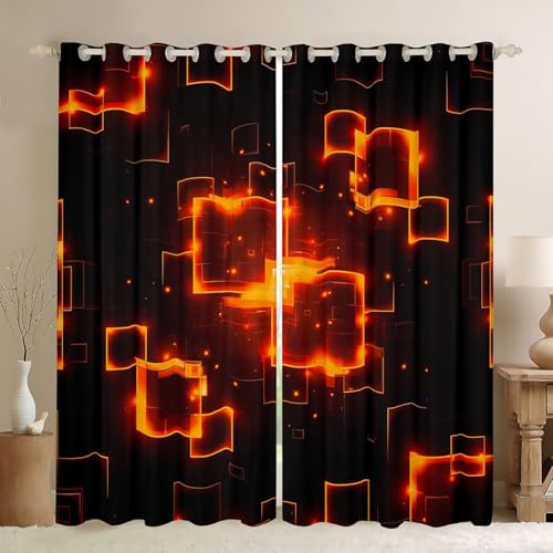 Loussiesd Orange Schwarz Vorhänge 175x140cm, Geometrie Fenstervorhang für Kinder Jungen Mädchen Licht Waben Blickdichte Vorhänge Abstrakte Geometrie Gardinen Loussiesd Orange Schwarz Vorhänge 175x140cm, Geometrie Fenstervorhang für Kinder Jungen Mädchen Licht Waben Blickdichte Vorhänge Abstrakte Geometrie Gardinen von Loussiesd