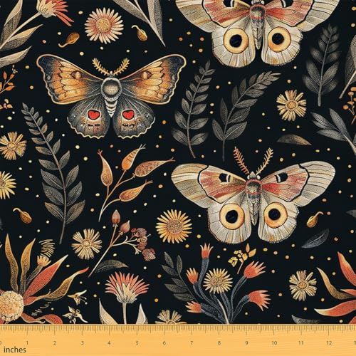 Loussiesd Schmetterling Stoff 184x150cm für Stühle Blume und Pflanze Stoff Meterware Outdoor Schmetterlinge Drucken Patchwork Stoffe Mädchen Schmetterling Floral Polsterstoff Schöner Schmetterling von Loussiesd