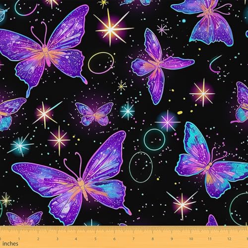 Loussiesd Schmetterling Stoff 92x150cm für Stühle Bunte Stoff Meterware Outdoor Gradient Schmetterling Wasserdichter Patchwork Stoffe Schmetterlinge Druck Polsterstoff Schöner Schmetterling von Loussiesd