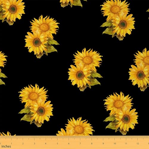 Loussiesd Sonnenblume Stoff 92x150cm für Handgemachten Quilten Paar Floral Drucken Stoff Meterware Gelbe Blumen Patchwork Stoffe Botanisches Schwarz Polsterstoff für DIY Nähmuster Handwerk Loussiesd Sonnenblume Stoff 92x150cm für Handgemachten Quilten Paar Floral Drucken Stoff Meterware Gelbe Blumen Patchwork Stoffe Botanisches Schwarz Polsterstoff für DIY Nähmuster Handwerk von Loussiesd