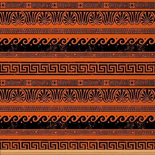 Loussiesd Stoff mit Vintage Mustern exotischer ethnischer griechischer Stil Möbelstoff für Stühle und Heimwerkerprojekte Klassische Bordüre dekorativer wasserdichter Stoff 92x150cm Orange Schwarz Loussiesd Stoff mit Vintage Mustern exotischer ethnischer griechischer Stil Möbelstoff für Stühle und Heimwerkerprojekte Klassische Bordüre dekorativer wasserdichter Stoff 92x150cm Orange Schwarz von Loussiesd