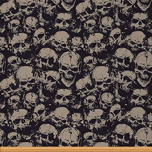 Loussiesd Totenkopf Stoff Meterware Gruseliger Grunge Schädel Möbelstoff für Stühle und Heimwerkerprojekte Halloween Skelett Dekorativer wasserdichter Stoff 184x150cm Grau Schwarz Loussiesd Totenkopf Stoff Meterware Gruseliger Grunge Schädel Möbelstoff für Stühle und Heimwerkerprojekte Halloween Skelett Dekorativer wasserdichter Stoff 184x150cm Grau Schwarz von Loussiesd