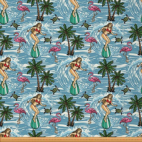 Loussiesd Tropischer Stoff Meterware Hawaiian Ozean Surfer Palme Möbelstoff für Stühle Sommer Meeresschildkröte Flamingo Dekorativer wasserdichter Outdoor Stoff 184x150cm Blau Grün Loussiesd Tropischer Stoff Meterware Hawaiian Ozean Surfer Palme Möbelstoff für Stühle Sommer Meeresschildkröte Flamingo Dekorativer wasserdichter Outdoor Stoff 184x150cm Blau Grün von Loussiesd
