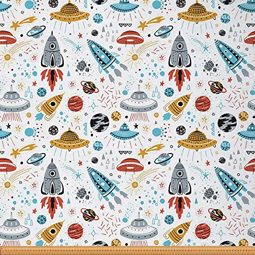 Loussiesd Weltraum Rocket Draussen Stoff von The Yard Kinder Karikatur Universum Planets Polsterstoff für Stühle Astronaut Adventure Dekorativ Stoff für Heimwerkerprojekte Weiß Grau 92x150cm Loussiesd Weltraum Rocket Draussen Stoff von The Yard Kinder Karikatur Universum Planets Polsterstoff für Stühle Astronaut Adventure Dekorativ Stoff für Heimwerkerprojekte Weiß Grau 92x150cm von Loussiesd