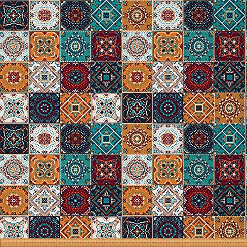 Marokkanischer Outdoor-Stoff von The Yard, Boho-Mandala-Polsterstoff für Stühle, Vintage-Blüten-Blumen, Pattenstoff für DIY-Projekte, 2 Yard, (L x B x H), bunt von Loussiesd