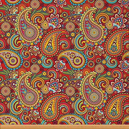 Paisley-Stoff von The Yard, bunter Boho-Paisley-Blumen-Polsterstoff für Stühle und Sofa, böhmischer exotischer Outdoor-Stoff, wasserdicht, indischer Stil, 276 x 150 cm, Rot / Orange Paisley-Stoff von The Yard, bunter Boho-Paisley-Blumen-Polsterstoff für Stühle und Sofa, böhmischer exotischer Outdoor-Stoff, wasserdicht, indischer Stil, 276 x 150 cm, Rot / Orange von Loussiesd