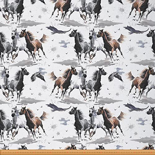 Stoff mit Karikatur Pferden als Meterware Aquarell exotisches Pferdemuster Polsterstoff für Stühle und Heimwerkerprojekte wilder arabischer dekorativer wasserdichter Stoff 92x150cm dunkelweiß braun Stoff mit Karikatur Pferden als Meterware Aquarell exotisches Pferdemuster Polsterstoff für Stühle und Heimwerkerprojekte wilder arabischer dekorativer wasserdichter Stoff 92x150cm dunkelweiß braun von Loussiesd