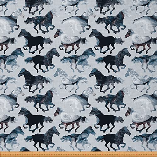 Stoff mit abstrakten Pferden Meterware traditionelles Aquarell marmorierte Pferde Polsterstoff für Stühle Couch Tierdruck Dekor wasserdichter Stoff 92x150cm von Loussiesd
