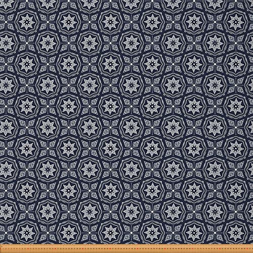Stoff mit geometrischem Muster Meterware traditionelles orientalisches exotisches Thema Polsterstoff für Stühle und Heimwerkerprojekte Dekor wasserdichter Vintage Stoff 276x150cm Dunkelblau Grau von Loussiesd