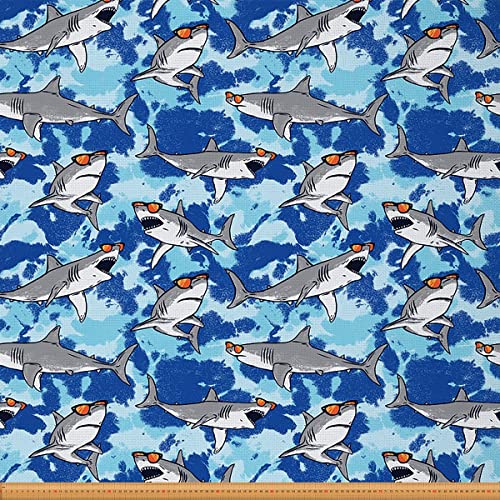 Loussiesd Süßer Hai Stoff von der Werft Karikatur Hai aquatisches Tier bedrucktes Thema Polsterstoff für Zuhause Heimwerkerprojekte Ozean Meer Tier Hai Angriff Dekor wasserdichter Stoff 92x150cm Blau Loussiesd Süßer Hai Stoff von der Werft Karikatur Hai aquatisches Tier bedrucktes Thema Polsterstoff für Zuhause Heimwerkerprojekte Ozean Meer Tier Hai Angriff Dekor wasserdichter Stoff 92x150cm Blau von Loussiesd