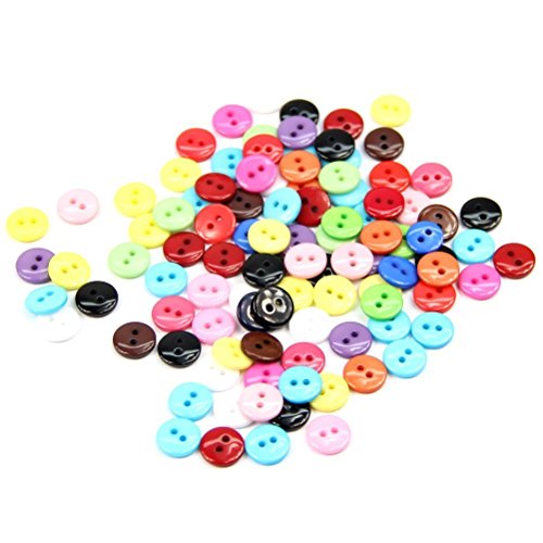 Louttary 100 Stück 8 mm runde Knöpfe aus Kunstharz mit zwei Löchern, Nähzubehör, verschiedene Farben von Louttary