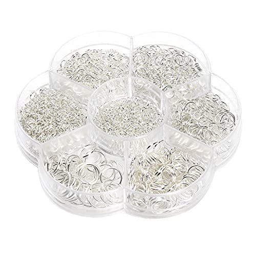 Louttary 1450 Stück, rund, Durchmesser 2 – 10 mm, Ohrringe, Draht, Verbinder, geschlossene Ringe, für Basteln, Herstellung von Zubehör – Silber von Louttary