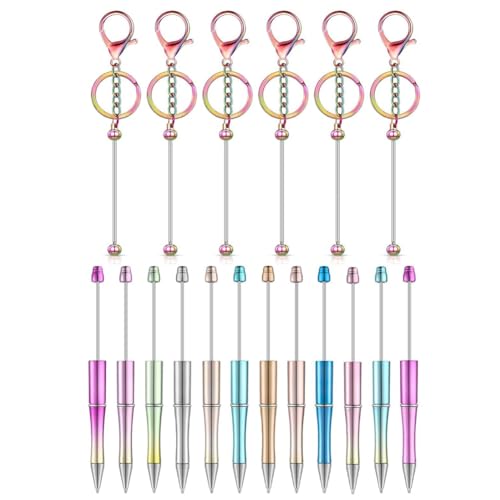 Louttary 18-Teiliges Perlen-Schlüsselanhänger-Set mit Stiftperlen für Anhänger, DIY, Basteln, Büro, Schulbedarf (Bunt) von Louttary