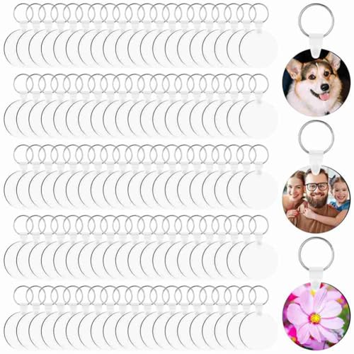 Louttary 300 Stück leere Sublimations-Schlüsselanhänger, doppelseitig Thermotransfer, Set aus MDF, mit Ringen und Schlüsselringen von Louttary