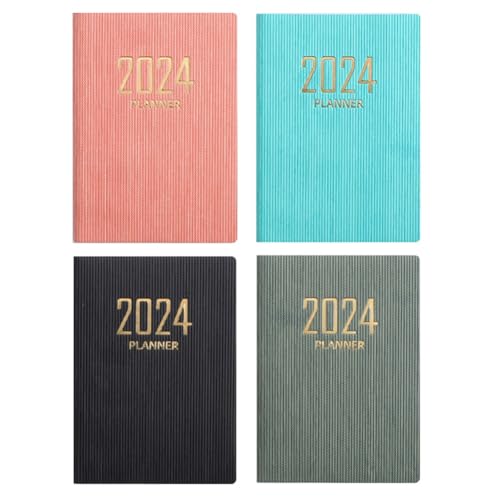 Louttary 4 Stück 2024 Kalender & Planer Buch Terminkalender 2024 Tagesplaner Januar 2024 – Dezember 2024 – Premium Papier von Louttary