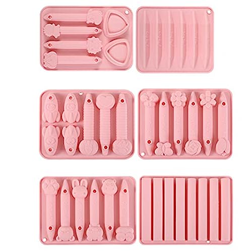 Louttary 6 Stück Silikon-Stifte 3D Cavity Bleistift Melting Assorted Wiederverwendbarer Bleistift Recycling Mold von Louttary