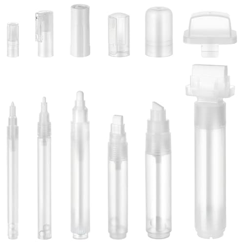 Louttary 6-teiliges Graffiti-Marker-Set, nachfüllbar, transparent, 11/13,5/17/18,5/24/46,5 mm, leere Marker von Louttary