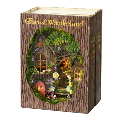 Louttary Buchecken-Set zum Selbermachen mit 3D-Puzzle, Baumodell, Holzregal, Buchstütze, Spielzeug, Halloween, Weihnachten, Geburtstagsgeschenk MINI-109 von Louttary