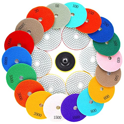 Louttary Diamond Polishing Pads mit M10 Backer Pad 18 Stück 30 – 10.000 für Drill Grinder Polisher von Louttary