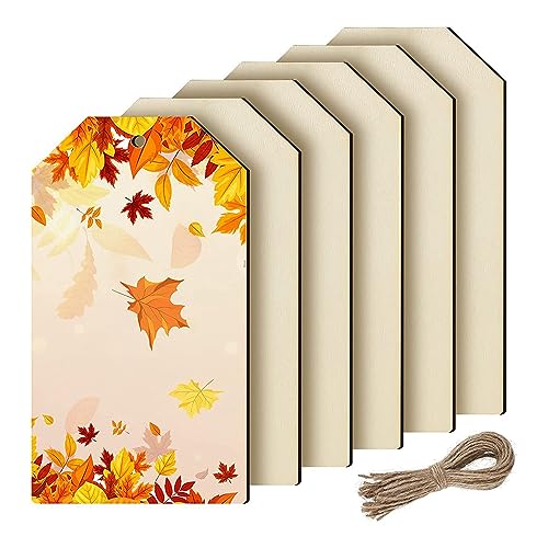 Louttary Geschenkanhänger aus Naturholz, unvollendet, Hängeetikett aus unbehandeltem Holz, mit Seil für Hochzeit, Party, Geburtstag, Lesezeichen, DIY, einfach zu verwenden, Holzfarbe von Louttary