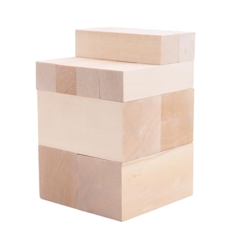 Louttary Linden-Skulpturblöcke, Lindenholz zum Schnitzen, 10 Stück – gebleichtes Holz zum Basteln, Holzschnitzset, einfache Installation von Louttary