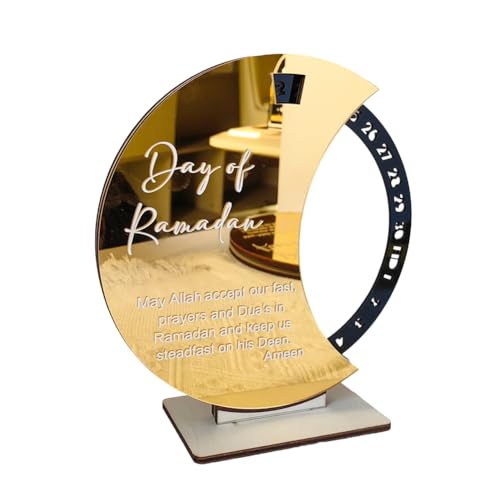 Louttary Ramadan Mubarak Kalender Acryl Mond Ornament Ramadan Tisch Dekoration Gold + Schwarz von Louttary