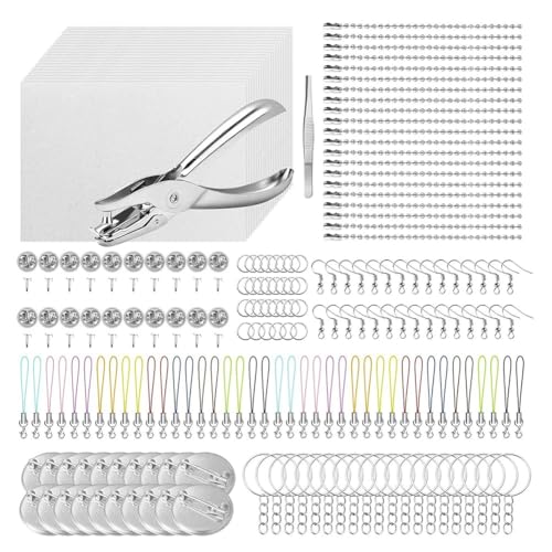 Louttary Set mit 202 Bögen aus Kunststoff, einziehbar, Zubehör für Schlüsselanhänger, Haken für Ohrringe, Clips, Kordel, Karabinerverschluss, für das handgefertigte Handwerk von Louttary