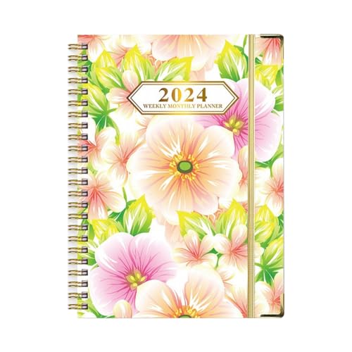 Louttary Staff Paper Notebook Stundenkalender 2024, Januar 2024 – Dezember 2024, täglicher Stundenkalender 2024, Premium-Papier (Grün) von Louttary