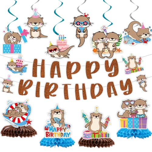 Lovarywow Otter Geburtstagsparty-Dekorationen – 12 Stück Sea Otter Party Dekorationen Happy Birthday Banner hängende Wirbel Waben-Mittelstücke unter dem Meer Ozean Tierthemen-Zubehör Dekor Lovarywow Otter Geburtstagsparty-Dekorationen – 12 Stück Sea Otter Party Dekorationen Happy Birthday Banner hängende Wirbel Waben-Mittelstücke unter dem Meer Ozean Tierthemen-Zubehör Dekor von Lovarywow