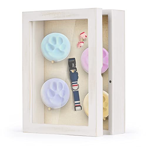 Love-KANKEI 3D Bilderrahmen 20 x 25 cm Holz Objektrahmen zum Befüllen Shadow Box Frame mit 4 Stecknadeln , Geschenk für Familie Freunde usw. (Gewaschenes Weiß) von Love-KANKEI