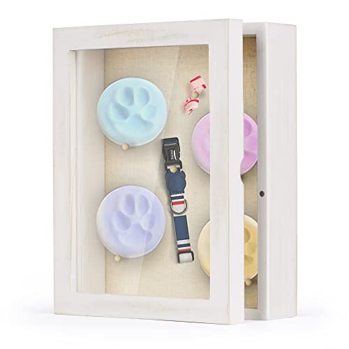 Love-KANKEI 3D Bilderrahmen 20 x 25 cm Holz Objektrahmen zum Befüllen Shadow Box Frame mit 4 Stecknadeln, Geschenk für Familie Freunde usw. (Gewaschenes Weiß) von Love-KANKEI