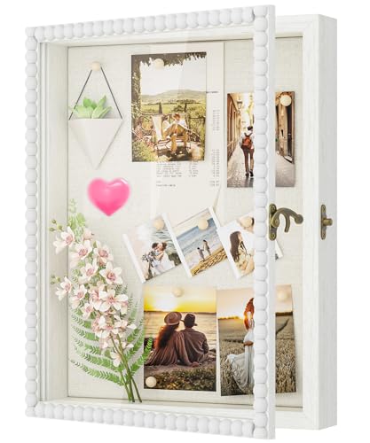 Love-KANKEI Bilderrahmen zum befüllen 28x35cm, 3D Bilderrahmen tiefer 3.6cm, Objektrahmen Holz, 3D Rahmen mit Vintage-Verschluss und Holzperlen für Tickets Fotos Geschenk Weiß Love-KANKEI Bilderrahmen zum befüllen 28x35cm, 3D Bilderrahmen tiefer 3.6cm, Objektrahmen Holz, 3D Rahmen mit Vintage-Verschluss und Holzperlen für Tickets Fotos Geschenk Weiß von Love-KANKEI