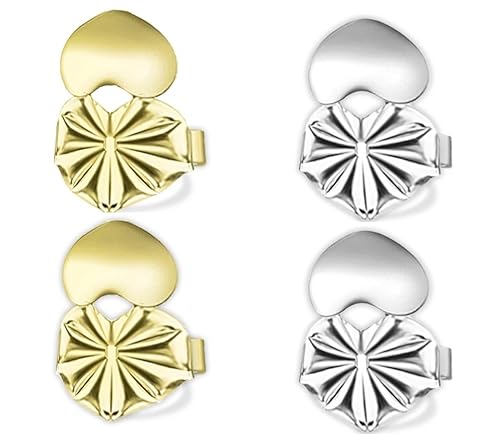 Love Lifters 2 Paar Gold- und Silber-Ohrring-Verschlüsse für Hängeohren, Ohrring-Verschlüsse, Ohrring-Verschlüsse, Ohrring-Rückseite für hängende Ohren, schwere Ohrringstützen, große Love Lifters 2 Paar Gold- und Silber-Ohrring-Verschlüsse für Hängeohren, Ohrring-Verschlüsse, Ohrring-Verschlüsse, Ohrring-Rückseite für hängende Ohren, schwere Ohrringstützen, große von Love Lifters