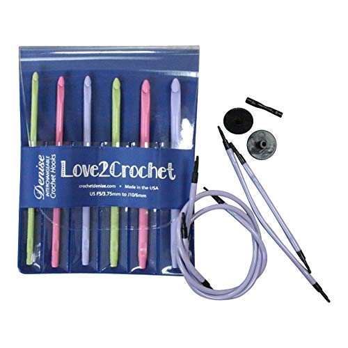 Love2Crochet Austauschbares Häkelnadel-Set, USF 5/3,75 mm-J10/6 mm (Pastell) von Love2Crochet