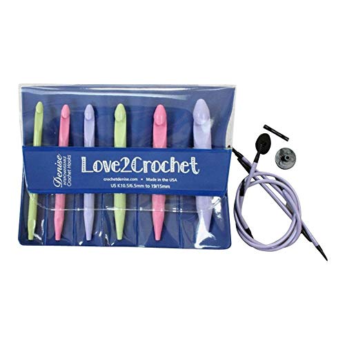 Love2Crochet Austauschbares Häkelnadel-Set, USK 10,5/6,5 mm-19/15 mm (Pastell) von Love2Crochet