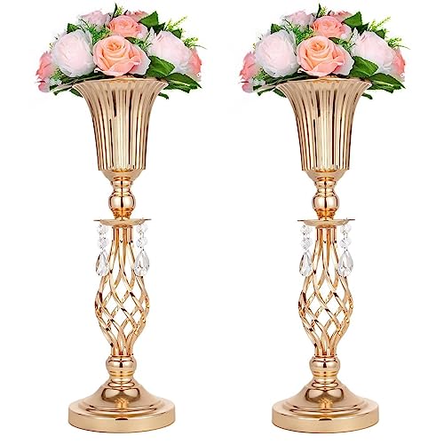 2 Stück goldene Trompetenvasen, elegante Metallblumen, perfekt für Hochzeitsbankette, Geburtstage, Jubiläen, Feiertagsfeiern und andere wichtige Veranstaltungen (51,3 cm) von LoveCat