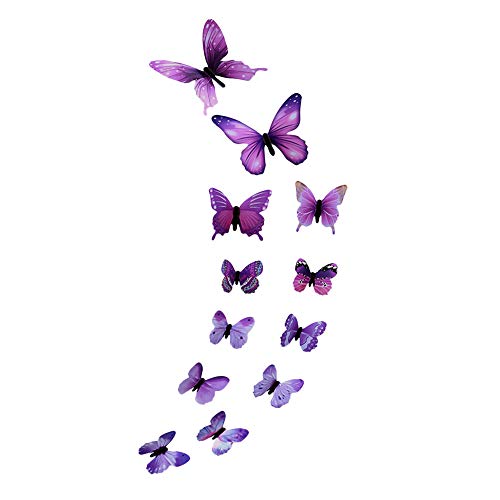 LoveLeiter Wandsticker Fluoreszierend Wanddeko 3D Schmetterlings Aufkleber Fenster Schmetterlinge Deko Leuchtaufkleber Leuchtsticker 12 Stück Wandaufkleber für Kleinkinderzimmer, Wohnzimmer von LoveLeiter