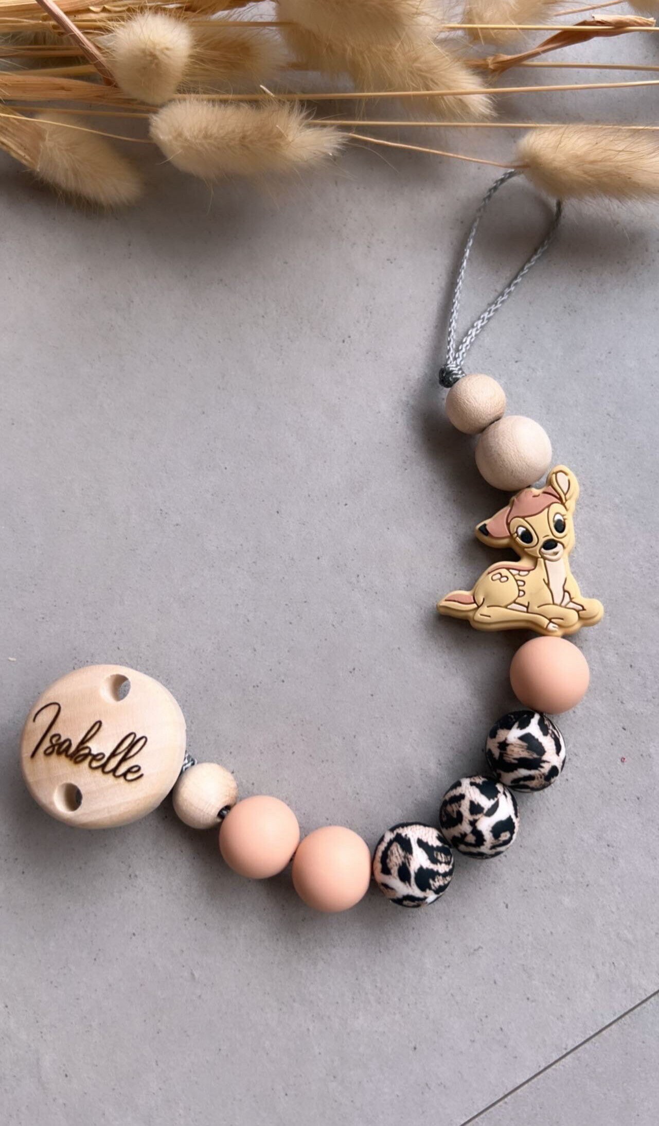 Schnullerkette | Personalisiert Clip Gravur Name Rehkitz Baby Schnullerkette | Personalisiert Clip Gravur Name Rehkitz Baby von LoveMoonKids