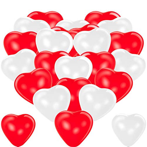 Premium Herzluftballons Rot Weiß 50 Stück • XL Größe 30cm • Die Ballons mit edler Herzform dienen als hochwertige Hochzeitsdeko usw. • Die Herzen sind Helium geeignet • 100% Naturlatex von Loveballoons