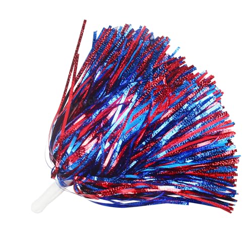 Lovecheer 24 Stück rote und blaue Pompons, Cheerleading, flauschig, metallisch, mit Griff, für Erwachsene, Teamgeist, Sport, Spiel, Tanzparty, 24 Stück von Lovecheer