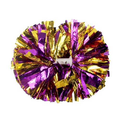 Lovecheer Pompons für Cheerleading, metallisch, lila und goldfarben, 2 Stück von Lovecheer