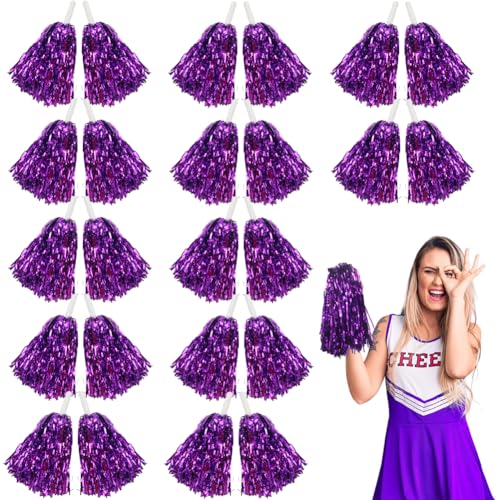 Lovecheer Pompons mit Griff, für Sport, Geist, Party, Teamspiele, Cheering Squad, Mädchen, Erwachsene, Violett, Metallic, 24 Stück Lovecheer Pompons mit Griff, für Sport, Geist, Party, Teamspiele, Cheering Squad, Mädchen, Erwachsene, Violett, Metallic, 24 Stück von Lovecheer