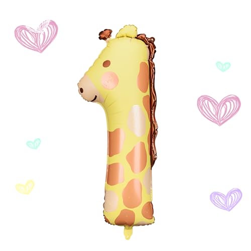 Ballon 1. Geburtstag XXL Folienballon 1 Giraffe Luftballon Geschenk Kinder 1. Geburtstag Safari Dschungel Deko von Lovely Balloon