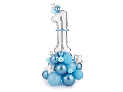 Geburtstagsdeko Jungen blau Zahl 1. Geburtstag Happy Birthday Deko Folienballon 1 Luftballon 1. Geburtstag Kindergeburtstag Deko XXL wiederverwendbar von Lovely Balloon