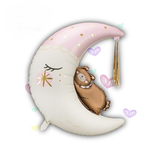 Folienballon Mond mit Bär 71x86cm XXL Ballon für Helium oder Luft-Ballon Teddybär Folienluftballon als Geburtstagsdeko Luftballon für Babyshower Babyparty WIEDERVERWENDBAR (Mond mit Bär Pink Mädchen) Folienballon Mond mit Bär 71x86cm XXL Ballon für Helium oder Luft-Ballon Teddybär Folienluftballon als Geburtstagsdeko Luftballon für Babyshower Babyparty WIEDERVERWENDBAR (Mond mit Bär Pink Mädchen) von Lovely Balloon