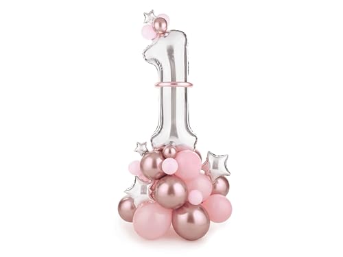 Geburtstagsdeko Mädchen Rosegold Zahl 1. Geburtstag Mädchen Happy Birthday Deko Folienballon 1 Luftballon 1. Geburtstag Kindergeburtstag Deko Rosa silber wiederverwendbar von Lovely Balloon