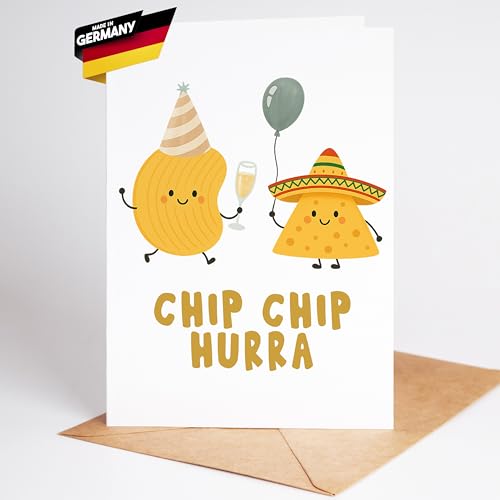 Lovely Cards -Chip Chip Hurra- lustige Geburtstagskarten für Frauen Männer - Mann Frau - Geburtstagskarte lustig - lustige Geburtstagsgeschenke - A6 (Klappkarte) 30. - 40. - 50. - 60. von Lovely Cards