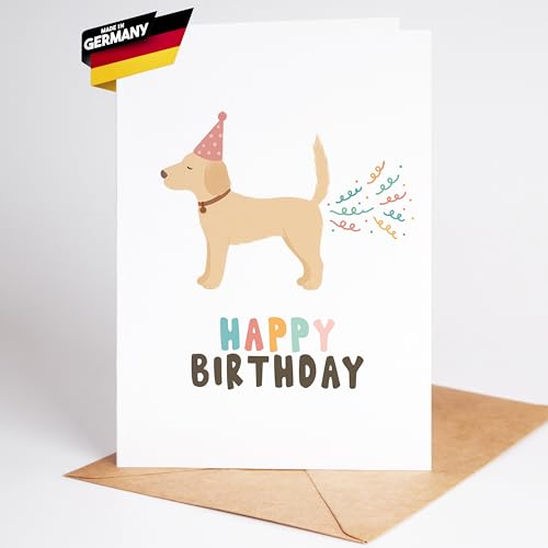 Lovely Cards - Happy Birthday Hund Konfetti- lustige Geburtstagskarten für Frauen Männer - Mann Frau - Geburtstagskarte lustig - lustige Geburtstagsgeschenke - A6 (Klappkarte) 30. - 40. - 50. - 60. von Lovely Cards
