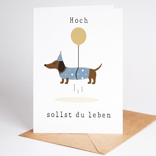 Lovely Cards - Hoch sollst du leben - Dackel - lustige Geburtstagskarten für Frauen Männer - Mann Frau - Geburtstagskarte lustig - lustige Geburtstagsgeschenke - A6 (Klappkarte) 40. Jahre 30. Jahre von Lovely Cards